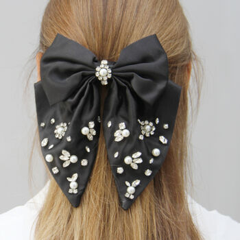 Crystal And Pearl Embellished Statement Hair Bow, 2 of 6