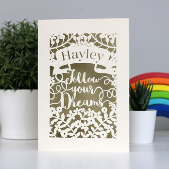 Personalised Papercut Follow Your Dreams Card, 3 of 12