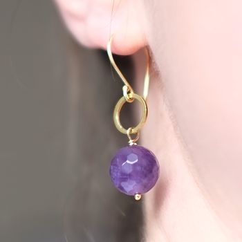 Gold Plated Circle And Birthstone Earrings, 5 of 12