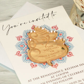 Ganesh Indian Mandala Wedding Invitation Magnets, 3 of 9