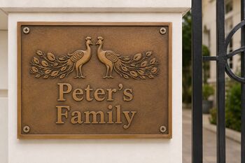 Luxury Peacock Design Door Plaque With Custom Text Personalisation, 2 of 8