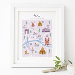 Personalised Paris Map Print By Kimberley Rose Studio