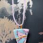 Pink And Blue Floral Kintsugi Pendant, thumbnail 2 of 3