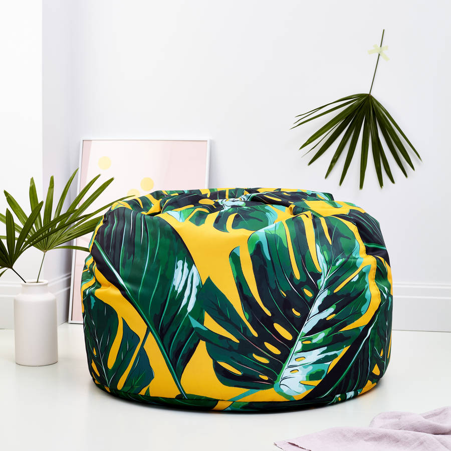 bright palm leaves adult bean bag by tillyanna
