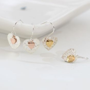Silver And Gold Plated Heart Earrings, 2 of 9