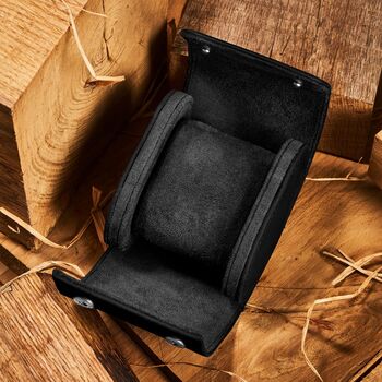 Personalised Vegan Leather Watch Case, Travel Watch Roll In Green, Brown Or Black, 10 of 10