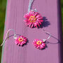 Aster Fuchsia Pink Flower Pendant Necklace, thumbnail 3 of 4