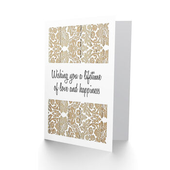 Wishing Love And Happiness Art Nouveau Floral Wedding Card, 2 of 4