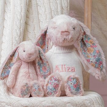 Personalised Blossom Blush Pink Bunny Soft Toy, 2 of 5