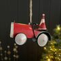 Santa In His Red Tractor Hanging Decoration, thumbnail 3 of 5