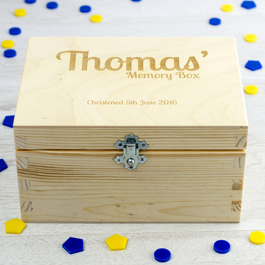personalised christening wooden keepsake box by mirrorin