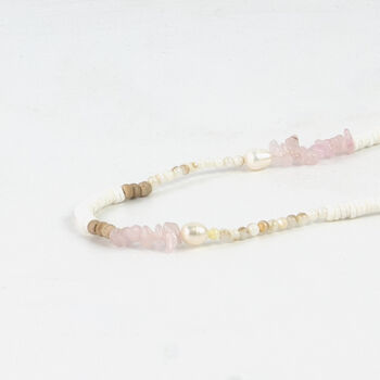'Love Is Here' Natural Stone, Pearl And Shell Necklace, 9 of 10