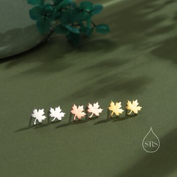 Maple Leaf Stud Earrings In Sterling Silver, 6 of 11