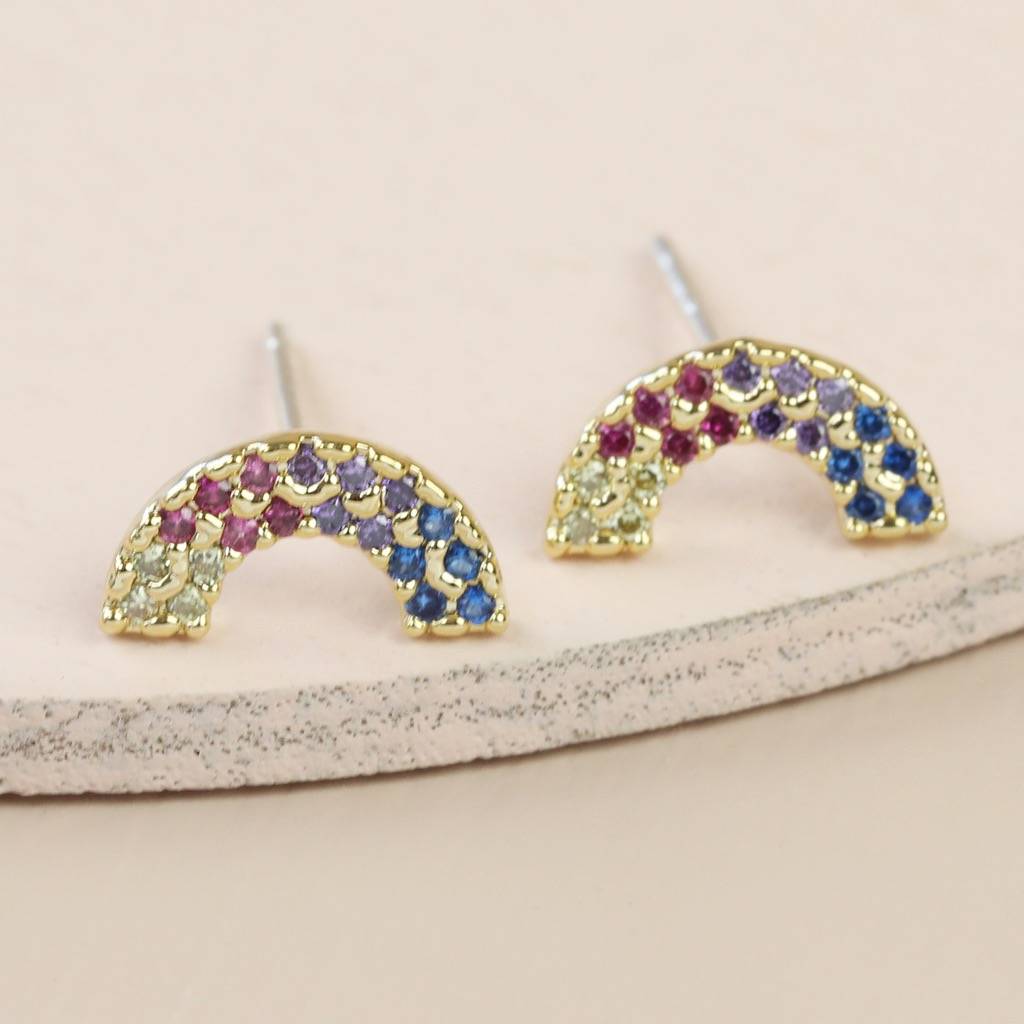 Crystal Rainbow Stud Earrings By Lisa Angel