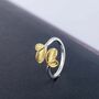 Adjustable Dainty Silver Plated Daisy Leaf Ring, thumbnail 1 of 4