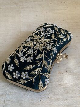 Handcrafted Emerald Green Silk Clutch Bag, 2 of 10
