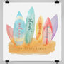 Personalised Surfboard Family Watercolour Art, thumbnail 3 of 7