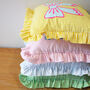 Frilled Striped Cotton Bow Cushion, thumbnail 7 of 10