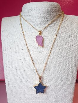 Midnight Blue Druzy Gemstone Gold Plated Necklace, 5 of 5