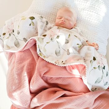 Personalised Wildflower Organic Muslin Baby Blanket, 4 of 6