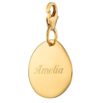 Engraved Gold Plated Medium Pebble Charm, 4 of 8