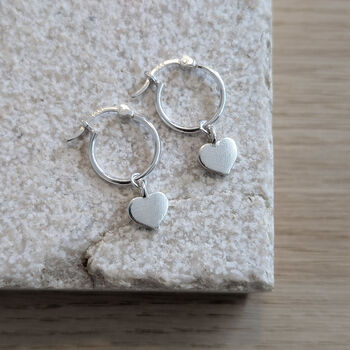 Heart Charm Hoop Earrings, 7 of 12