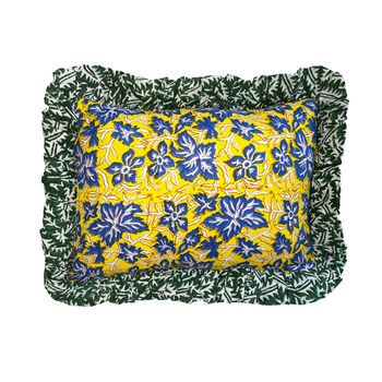 Yellow Floral Frill Ruffle Cushion Cover, 2 of 3