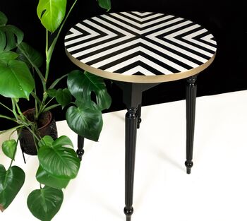 Side Table With Black And White Geometric Design, 2 of 5