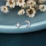 Mismatched Starburst And Moon Stud Earrings, thumbnail 1 of 12