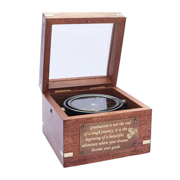 Personalised Glass Lid Gimbal Compass With Bronze Plaque, 3 of 10
