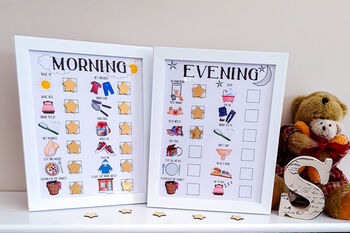 Morning And Evening Routine Charts With Gold Stars, 2 of 2