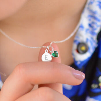 Personalised Initial And Heart Birthstone Necklace, 5 of 10