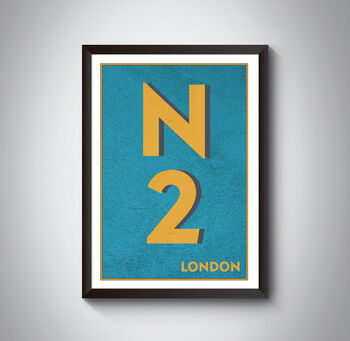 N2 Hampstead, Finchley London Postcode Print, 6 of 11