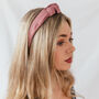 Satin Knotted Headband Pink Or Taupe, thumbnail 1 of 6