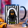 Dog Portrait Gothic Style Black Striped Mug Personalised, thumbnail 2 of 11