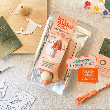 Make Your Own Mermaid Wooden Peg Doll Kit, 9 of 9