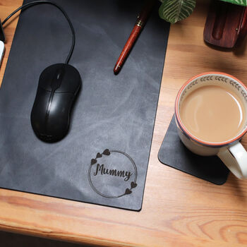 Personalised Name Leather Mouse Pad And Coaster Set, 2 of 12