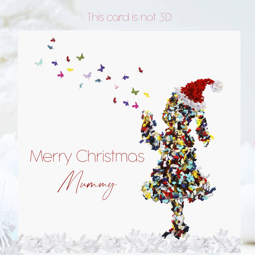 Blowing Butterfly Kisses To Mummy Christmas Card, 1 of 10