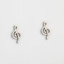 Sterling Silver Treble Clef Stud Earrings, thumbnail 6 of 6
