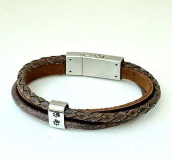 Personalised Men's Memorial Wrap Bracelet Engraved Pendant Ashes Keepsake Jewellery, 7 of 11