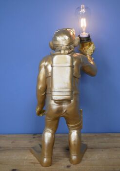 Large Gold Scuba Diving Monkey Lamp, 3 of 3