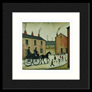 Framed 'Horsedrawn Carriage' Print. Lowry Style, 2 of 2