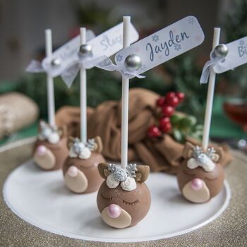 Personalised Christmas Reindeer Cake Pop Place Settings, 2 of 5