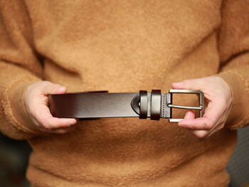 Men's Premium Leather Belt With Narrow Buckle, 6 of 10