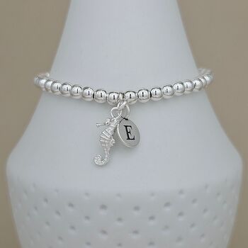 Personalised Beaded Bracelet With Seahorse Charm, 2 of 5
