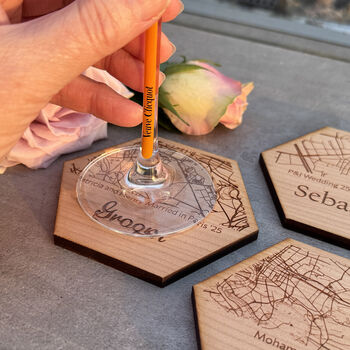 Place Setting Map Hexagonal Personalised Coasters, 9 of 12