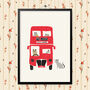 London Bus Cat Print, thumbnail 1 of 5
