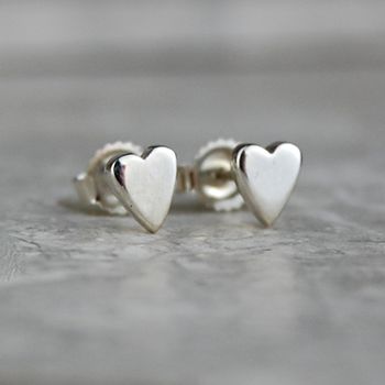 Tiny Sterling Silver Heart Studs, 3 of 5