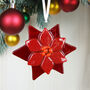 Handmade Glass Poinsettia Christmas Tree Decoration, thumbnail 1 of 6