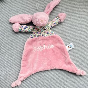 Personalised Beige Floral Bunny Comforter Blanket, 2 of 6